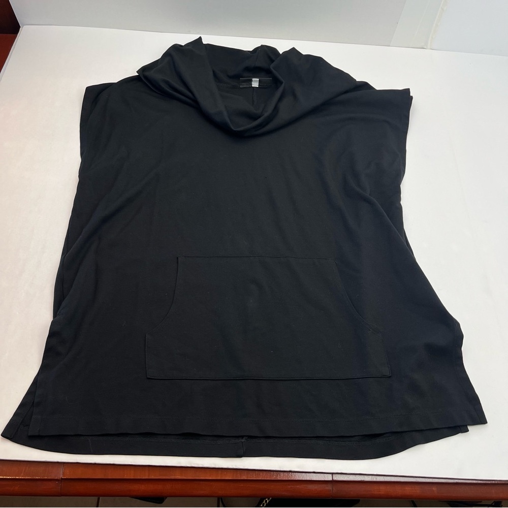 Bryn Walker Sleeveless‎ Tunic Top Cowlneck Front Pocket Womens Size Medium Black